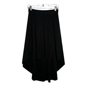 She + Sky Black High‎ Low Skirt Women's Size M Gold Zipper Career Party